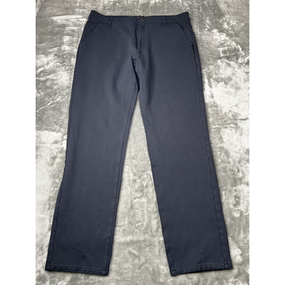 Paige Pants Women Size 32 Navy Ponte Knit Slim Leg Trousers Rayon Nylon Stretch
